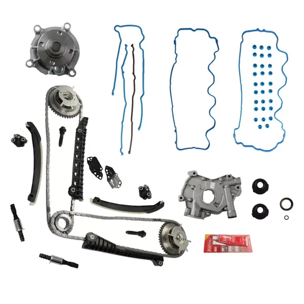 Timing Chain Kit Oil Pump Water Pump Cam Phaser Solenoid For Ford 5.4L Lincoln
