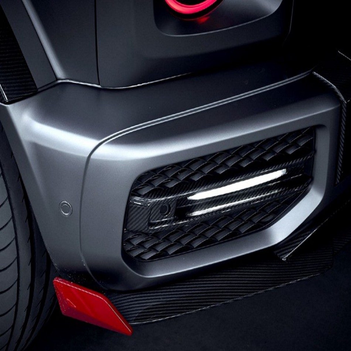 B11 Style Fog Light Covers with Integrated LED Lights  Dry Carbon Fiber for Mercedes G-Wagon G63 20192024 W463A