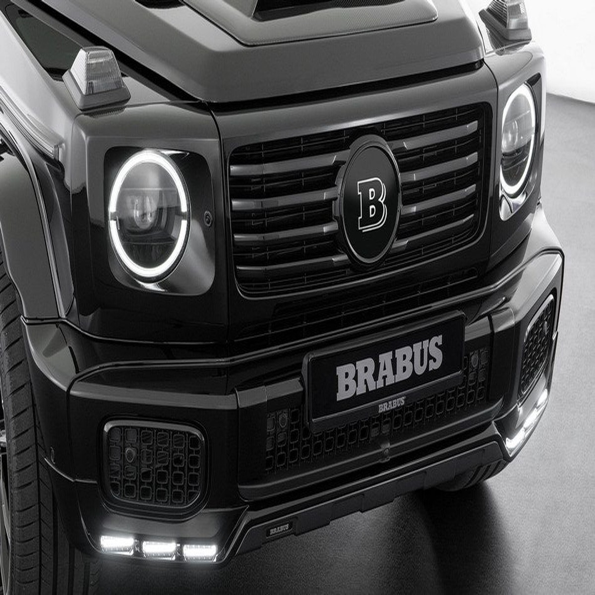 BRABUS Front Bumper Add-On with LED Daytime Running Lights for 2025+ Mercedes G450/G500/G550 W465