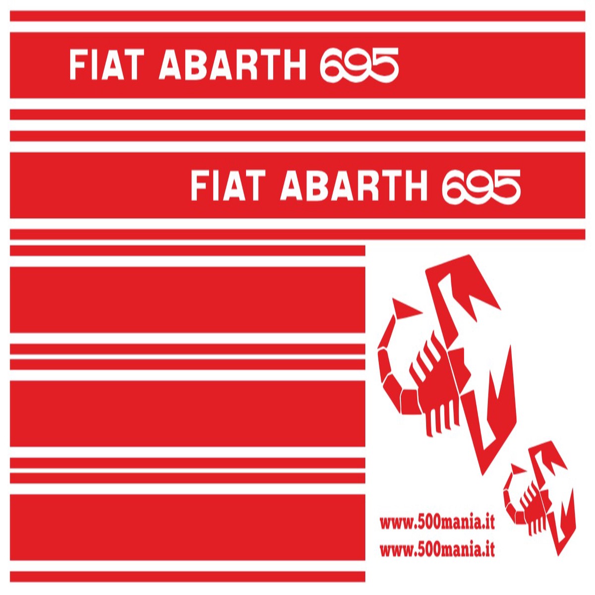Complete Set of Red Fiat 500 Abarth 695 Decals