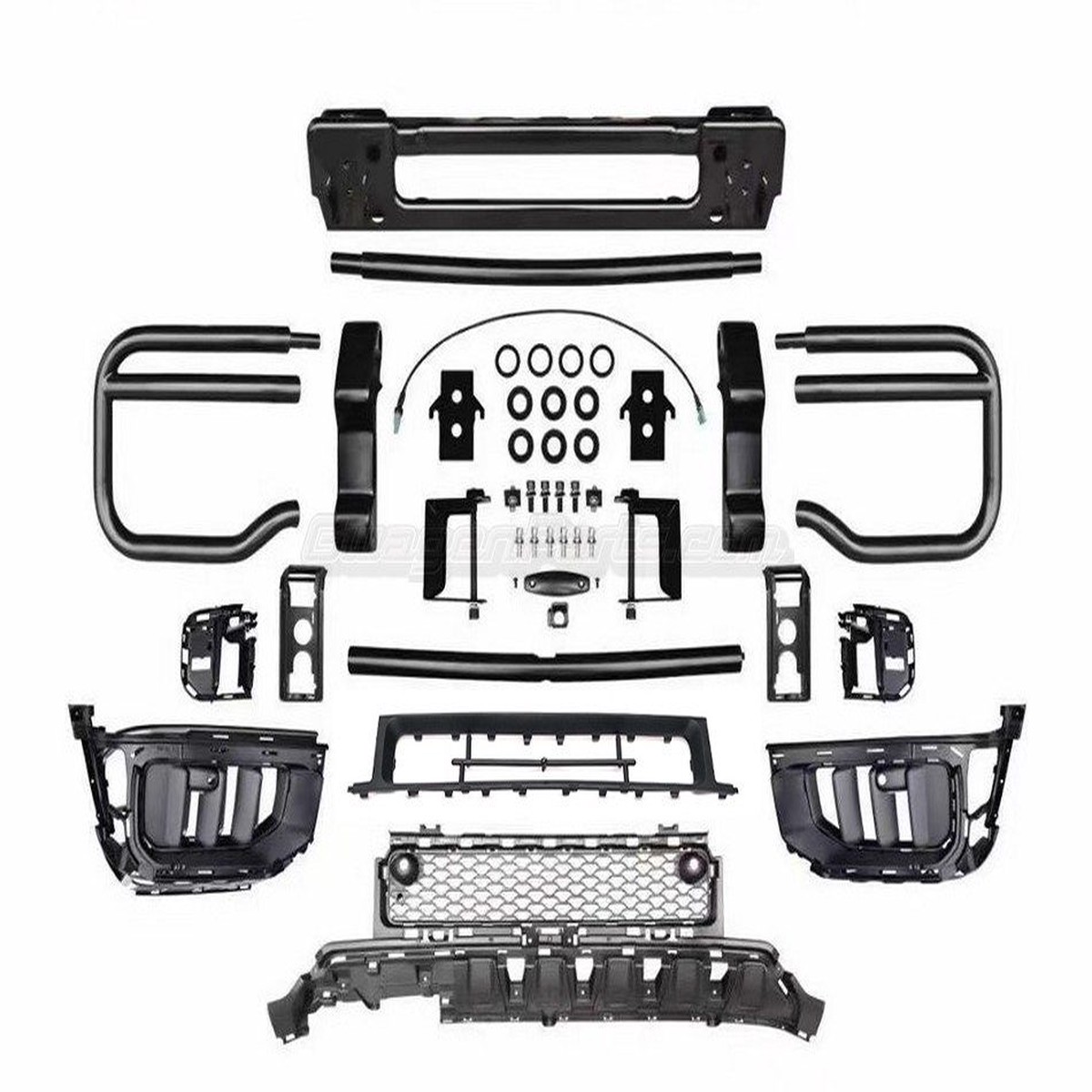 Mercedes G63 Brush Guard in Gloss Black for 2019-2024 G550/G63 with 2025+ Mercedes G63 Body Kit