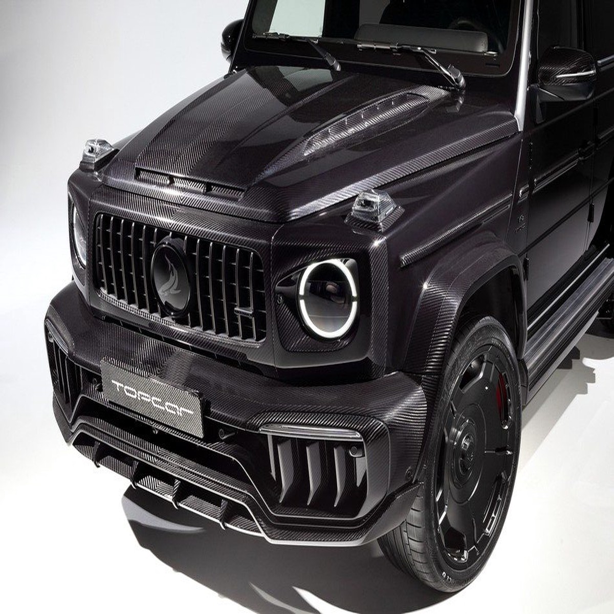 TopCar Carbon Headlight Protection Cover  Angry Style, 2 pcs  INFERNO for Mercedes G-Class W465 2025-on