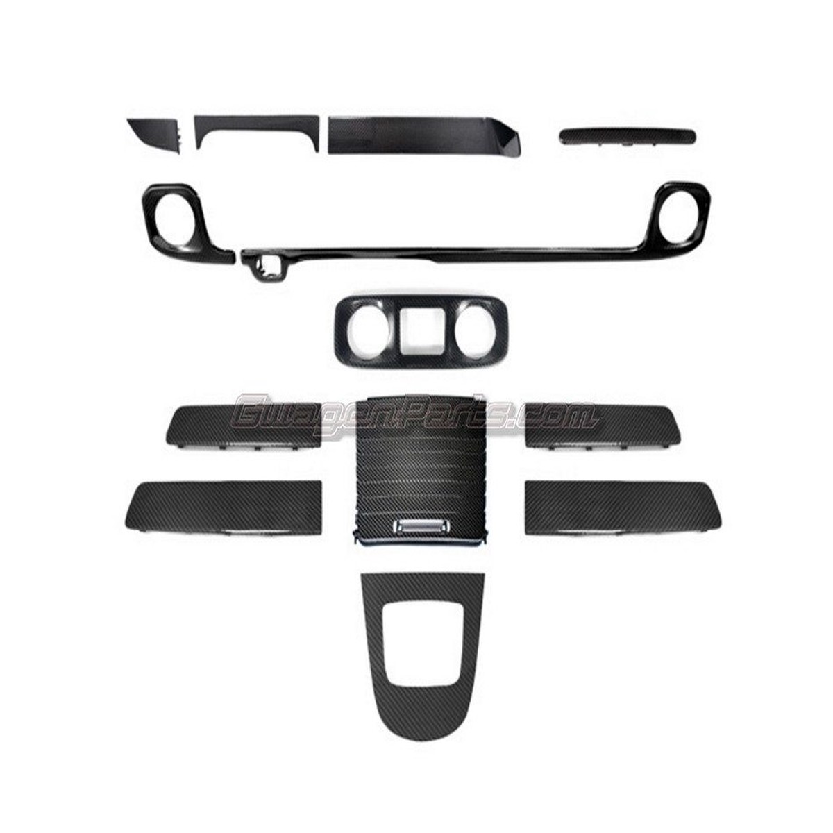 13-pc Interior Trim Set in Dry Carbon Fiber for 2025+ Mercedes G-Wagon W465