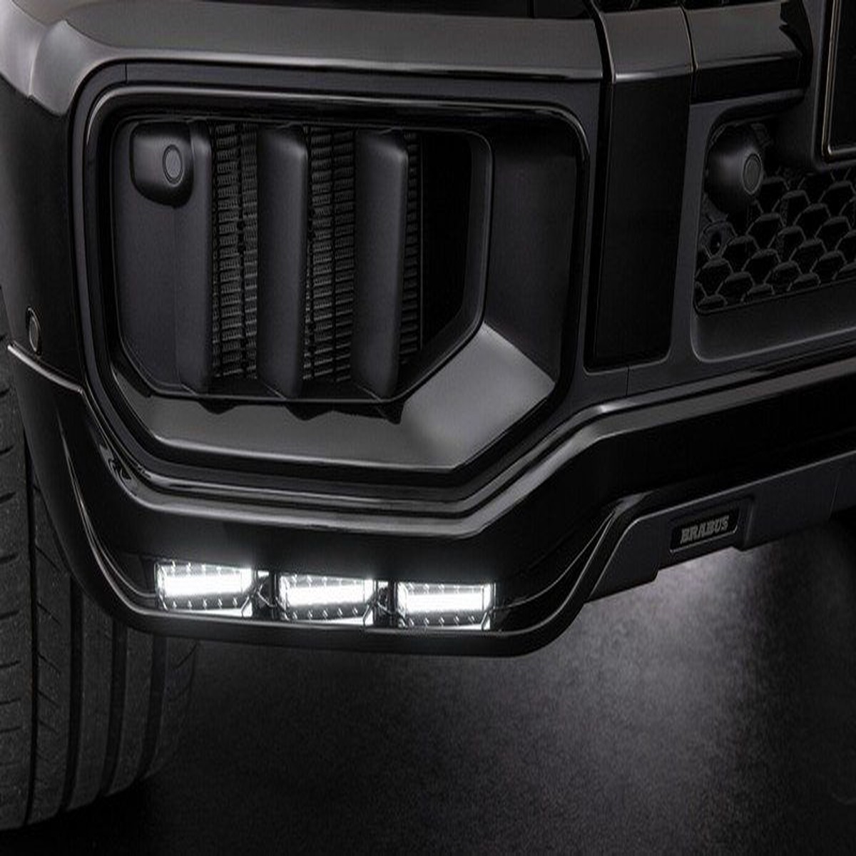 BRABUS Front Bumper Add-On with LED Daytime Running Lights for 2025-On Mercedes G63 AMG W465