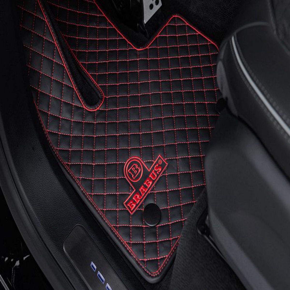 BRABUS Floor Mats Leather Quilted Black Red for 2022-on Mercedes 44 Squared
