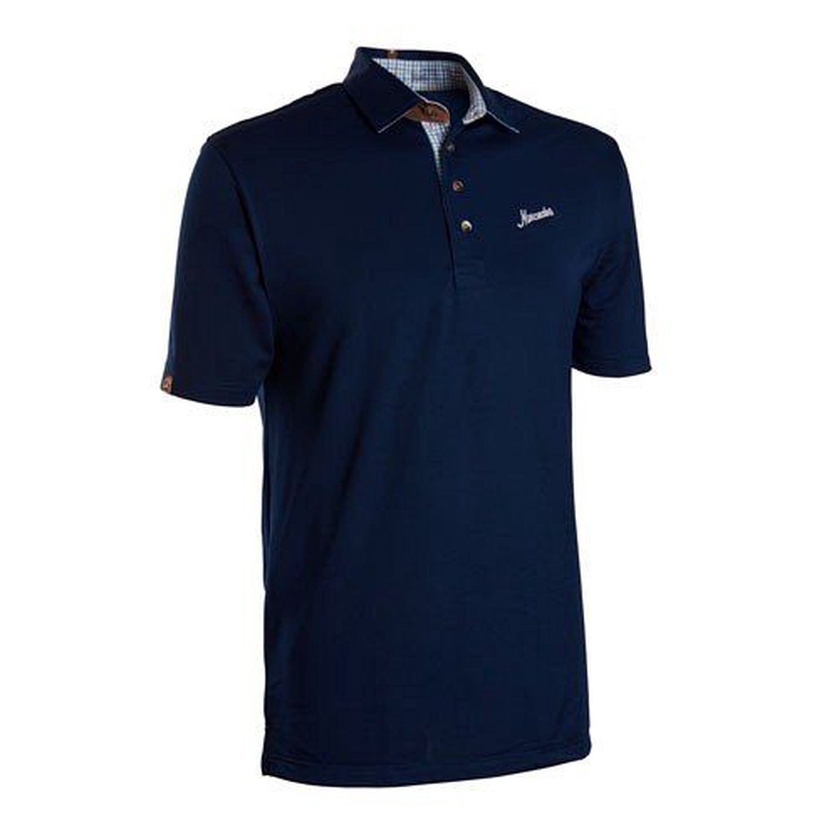 Finn Ryan Stretch Performance Pique Polo with Classic Plaid Trim Navy