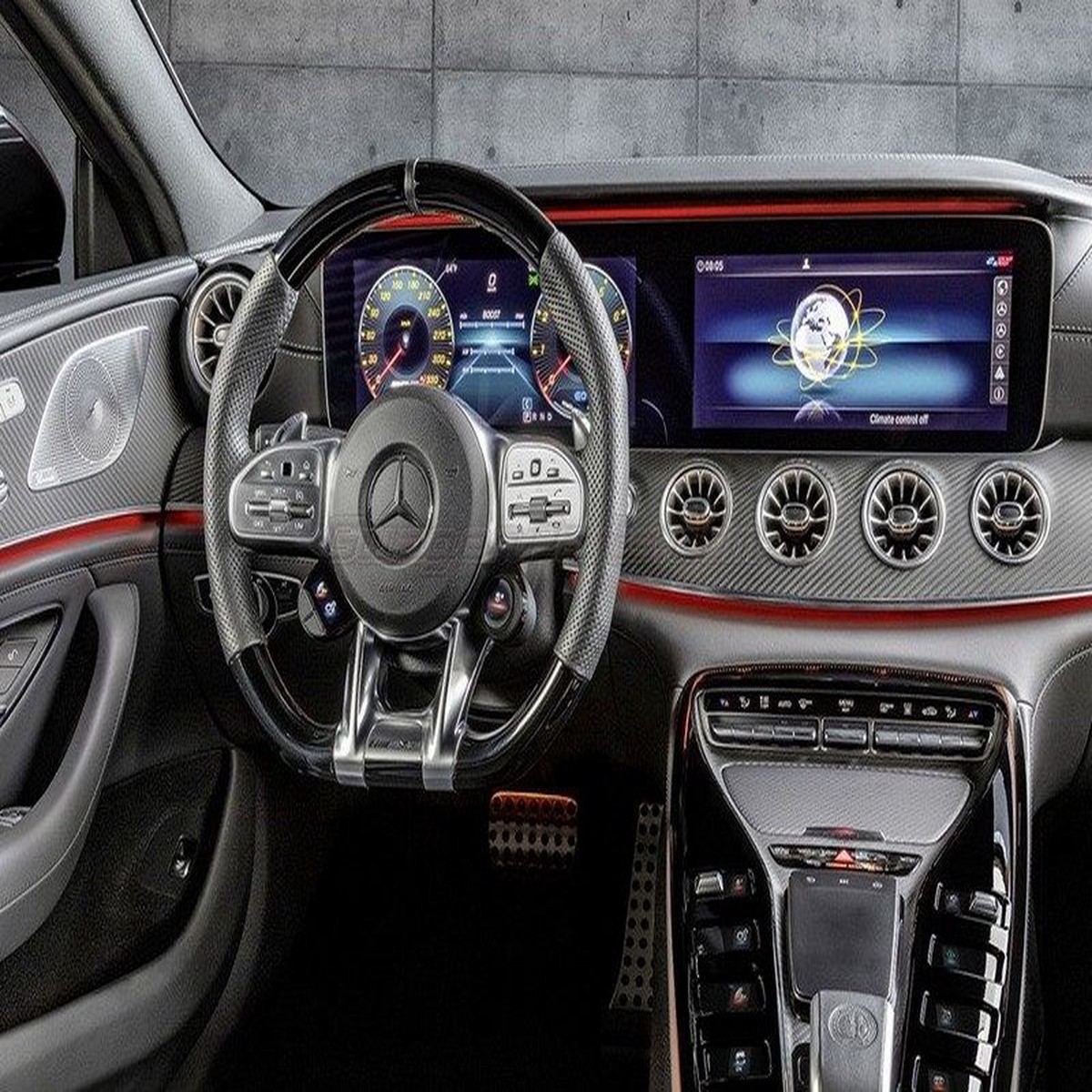 AMG Piano Black Leather Steering Wheel with Switch Panels