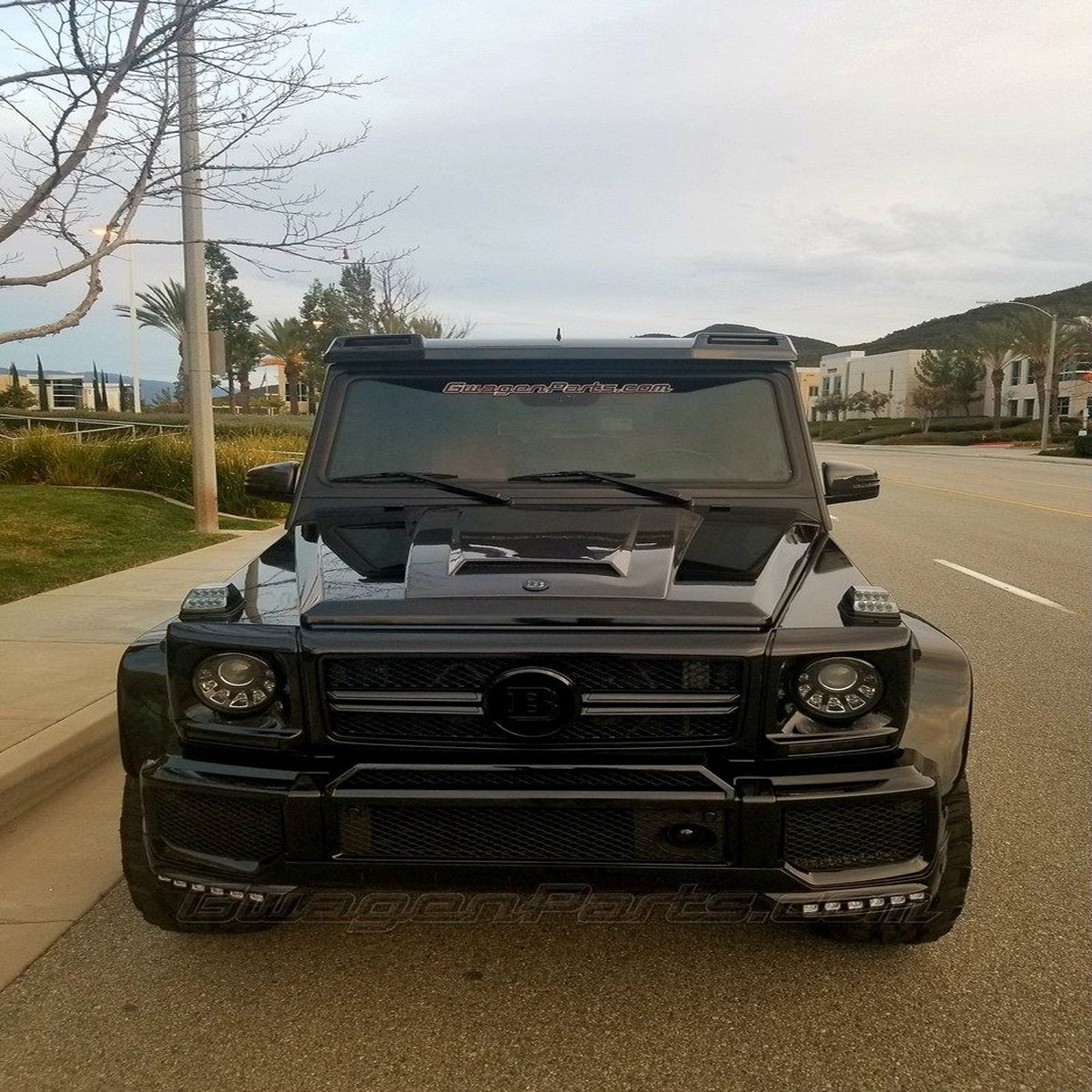 B-style Front Lip Spoiler with LEDs for Mercedes G63 Front Bumper