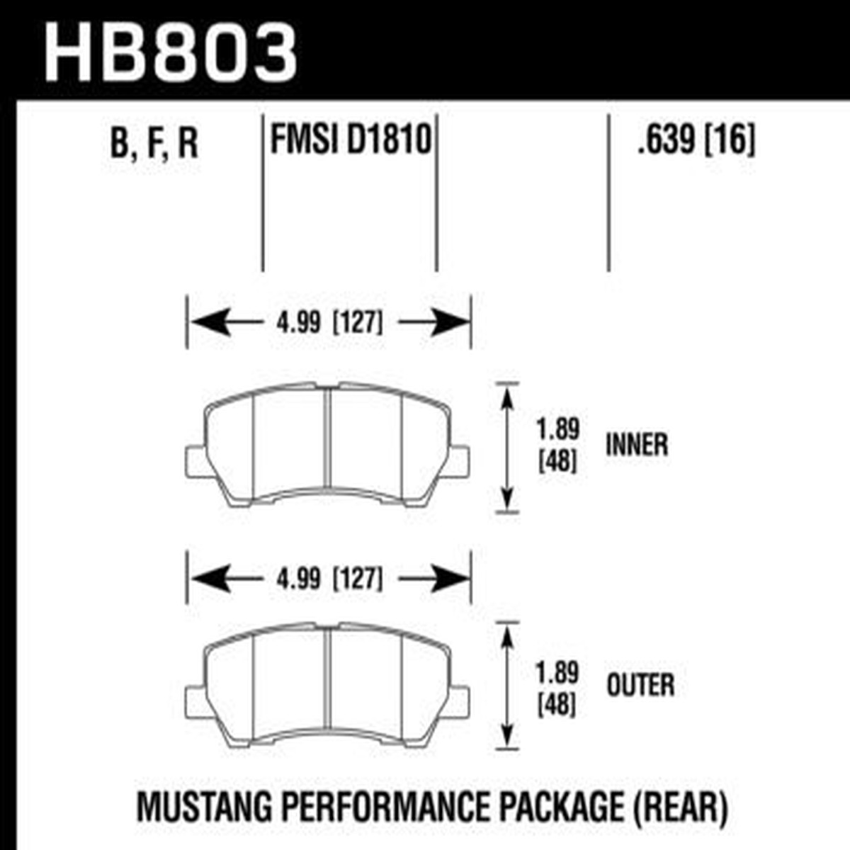 Rear Hawk Performance Brake Pads HB803B.639 Ford Mustang GT 5.0 HPS 5.0  New