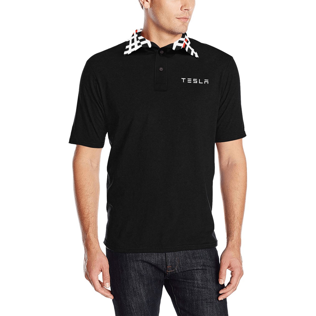 Tesla Plaid Polo Shirt 2 Mens All Over Print Polo Shirt (Model T55)